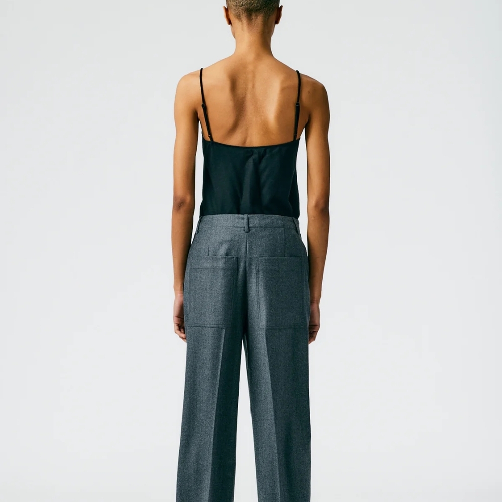 TIBI Grey Superfine Wool Flannel Rodney Straight Leg Trouser 12 - Picture 4 of 15